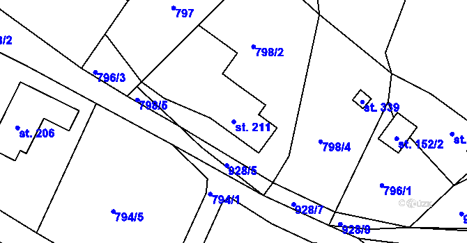 Parcela st. 211 v KÚ Janov u Hřenska, Katastrální mapa