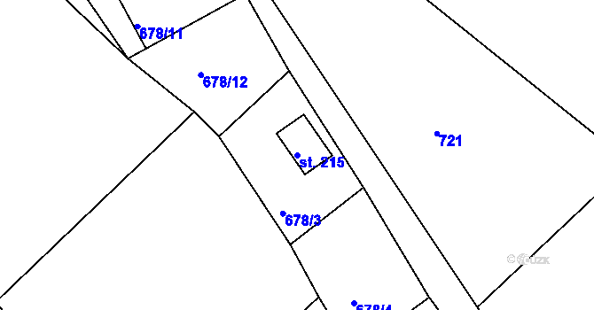 Parcela st. 215 v KÚ Janov u Hřenska, Katastrální mapa