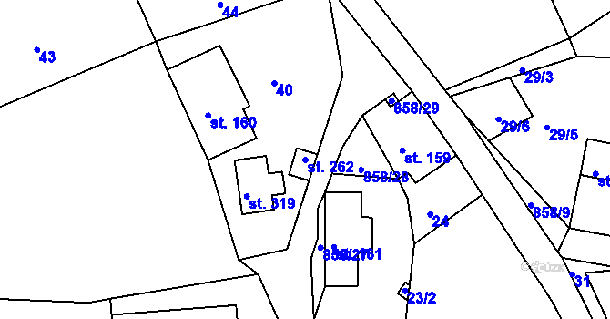 Parcela st. 262 v KÚ Janov u Hřenska, Katastrální mapa
