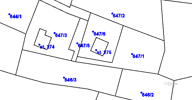 Parcela st. 275 v KÚ Janov u Hřenska, Katastrální mapa