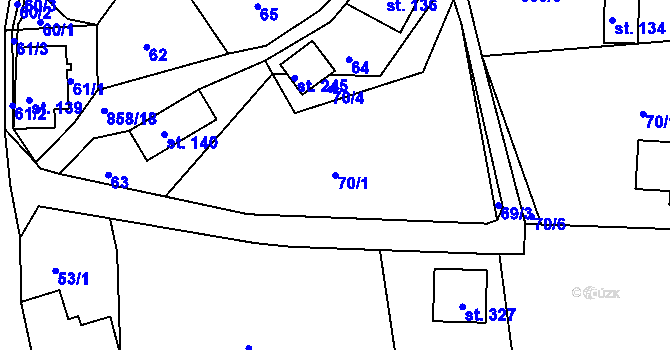 Parcela st. 70/1 v KÚ Janov u Hřenska, Katastrální mapa