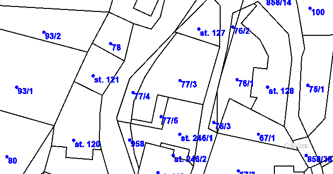 Parcela st. 77 v KÚ Janov u Hřenska, Katastrální mapa