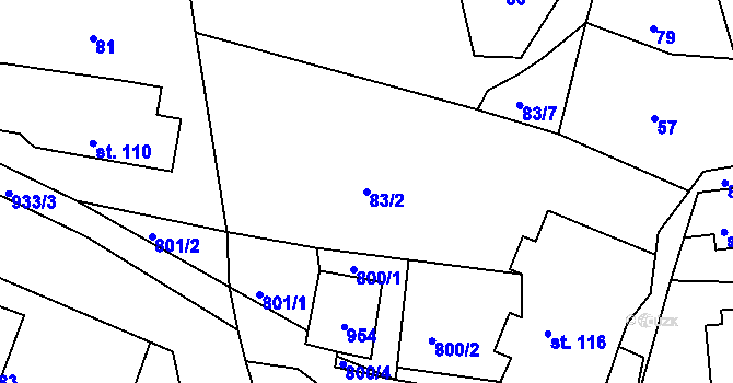 Parcela st. 83/2 v KÚ Janov u Hřenska, Katastrální mapa