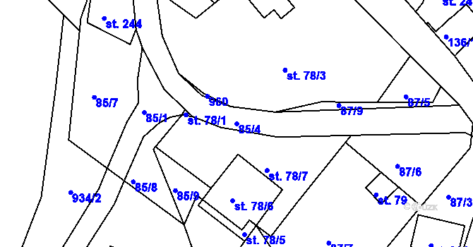 Parcela st. 85/4 v KÚ Janov u Hřenska, Katastrální mapa