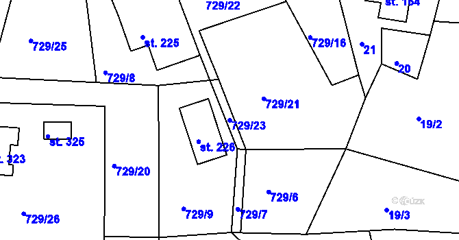 Parcela st. 729/23 v KÚ Janov u Hřenska, Katastrální mapa