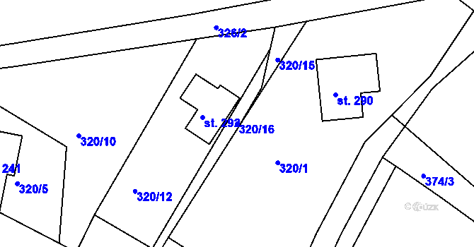 Parcela st. 320/16 v KÚ Janov u Hřenska, Katastrální mapa