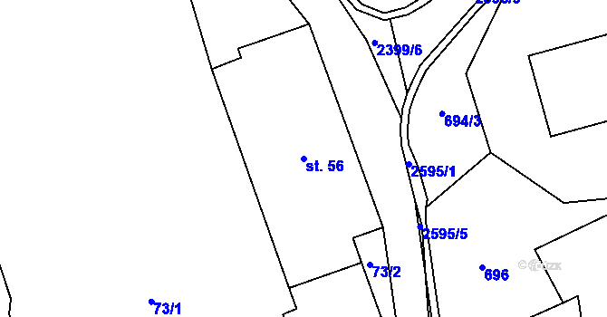 Parcela st. 56 v KÚ Růžová, Katastrální mapa