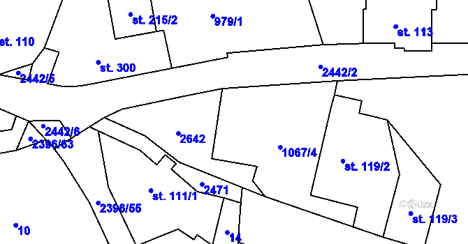 Parcela st. 119/1 v KÚ Růžová, Katastrální mapa