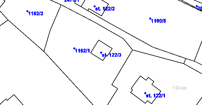 Parcela st. 122/3 v KÚ Růžová, Katastrální mapa