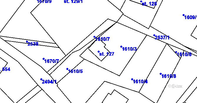 Parcela st. 127 v KÚ Růžová, Katastrální mapa