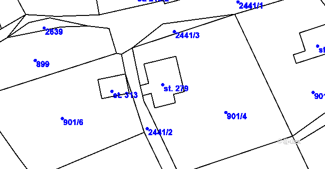 Parcela st. 279 v KÚ Růžová, Katastrální mapa