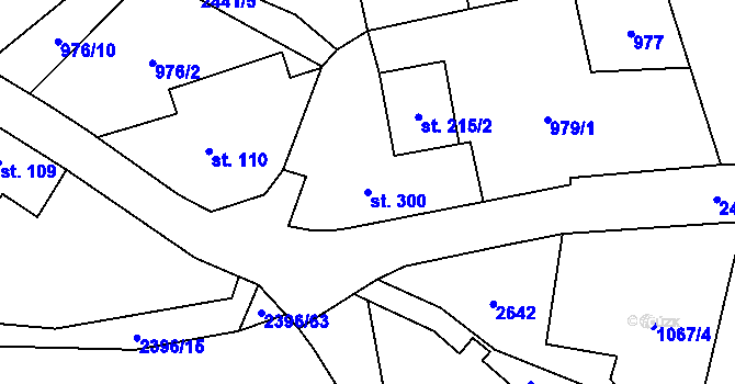 Parcela st. 300 v KÚ Růžová, Katastrální mapa