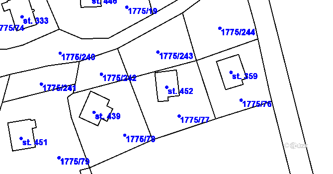 Parcela st. 452 v KÚ Růžová, Katastrální mapa