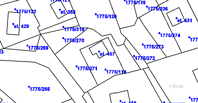 Parcela st. 457 v KÚ Růžová, Katastrální mapa
