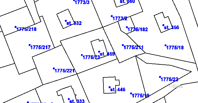 Parcela st. 459 v KÚ Růžová, Katastrální mapa