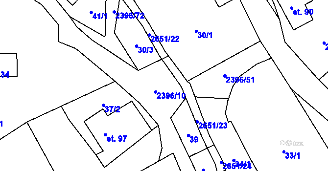 Parcela st. 30/2 v KÚ Růžová, Katastrální mapa