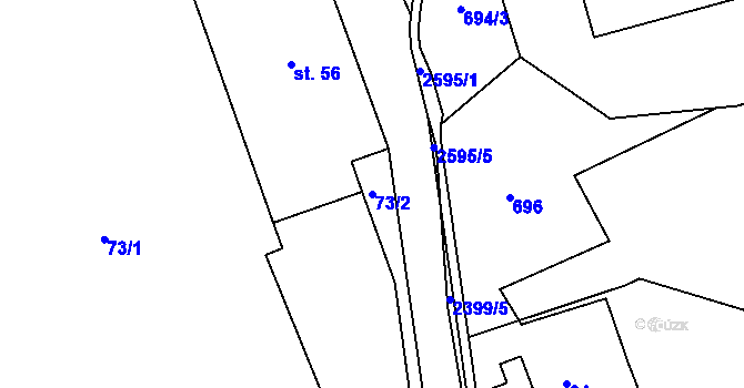 Parcela st. 73/2 v KÚ Růžová, Katastrální mapa