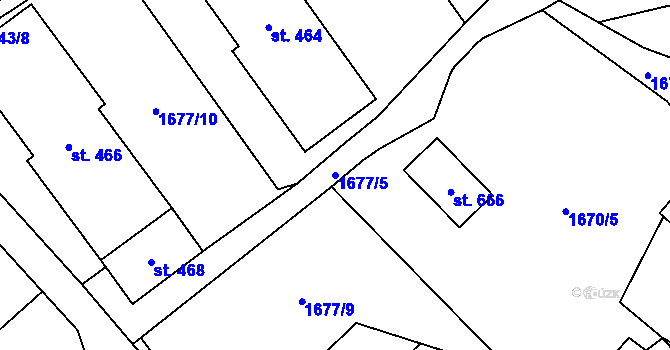 Parcela st. 1677/5 v KÚ Růžová, Katastrální mapa