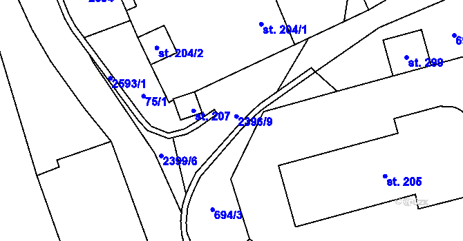 Parcela st. 2396/27 v KÚ Růžová, Katastrální mapa