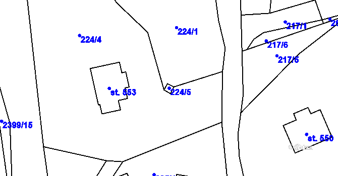 Parcela st. 224/5 v KÚ Růžová, Katastrální mapa