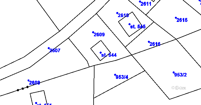 Parcela st. 544 v KÚ Růžová, Katastrální mapa