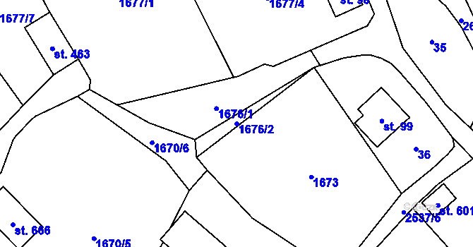 Parcela st. 1676/2 v KÚ Růžová, Katastrální mapa