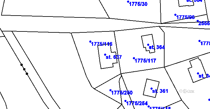 Parcela st. 637 v KÚ Růžová, Katastrální mapa