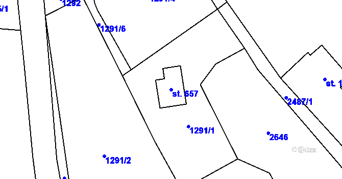 Parcela st. 657 v KÚ Růžová, Katastrální mapa