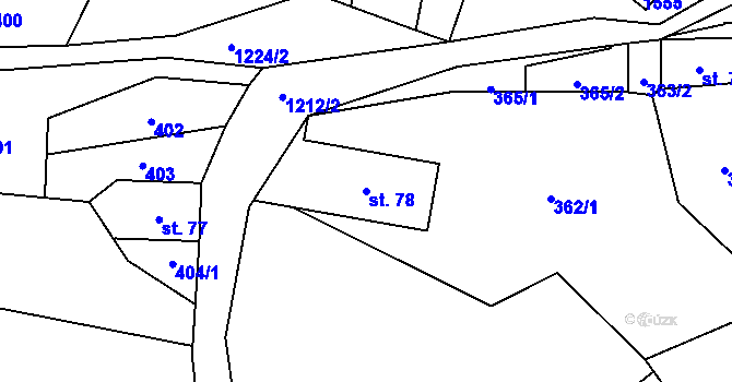 Parcela st. 78 v KÚ Rváčov, Katastrální mapa