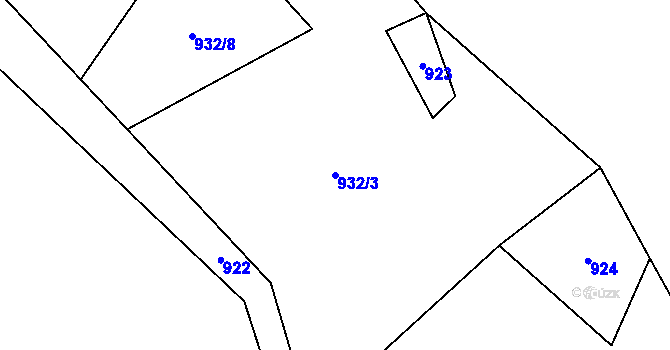 Parcela st. 932/3 v KÚ Rváčov, Katastrální mapa