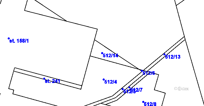 Parcela st. 512/14 v KÚ Rváčov, Katastrální mapa