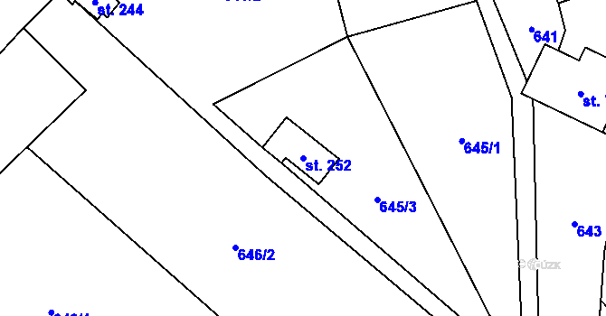 Parcela st. 252 v KÚ Rváčov, Katastrální mapa