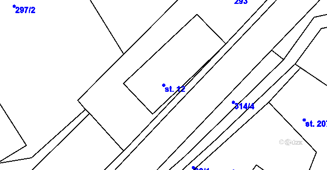 Parcela st. 12 v KÚ Rybí, Katastrální mapa