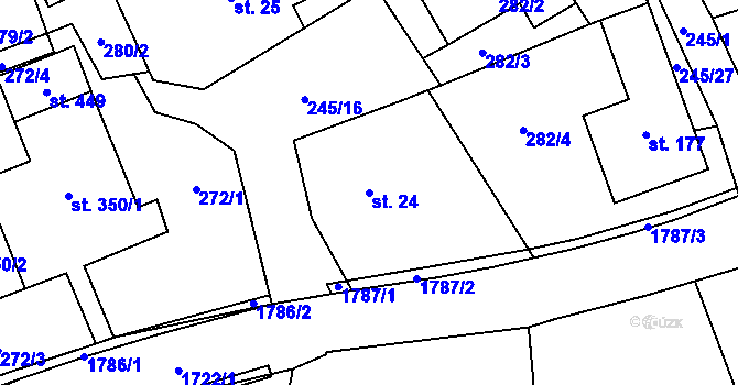 Parcela st. 24 v KÚ Rybí, Katastrální mapa