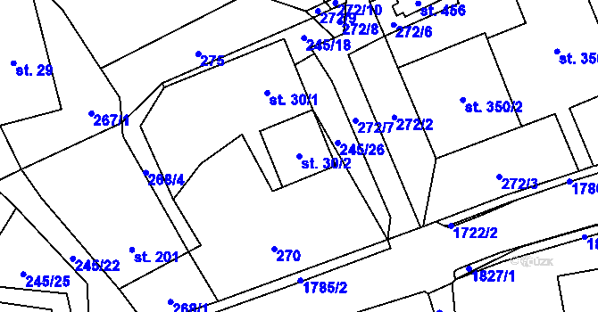 Parcela st. 30/2 v KÚ Rybí, Katastrální mapa