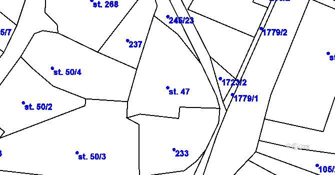 Parcela st. 47 v KÚ Rybí, Katastrální mapa