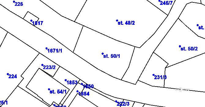 Parcela st. 50/1 v KÚ Rybí, Katastrální mapa