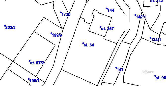 Parcela st. 64 v KÚ Rybí, Katastrální mapa