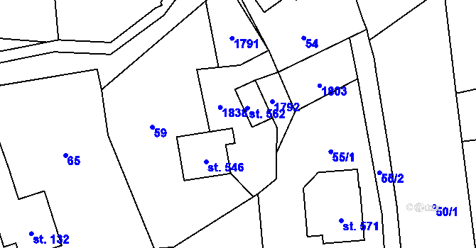 Parcela st. 133 v KÚ Rybí, Katastrální mapa