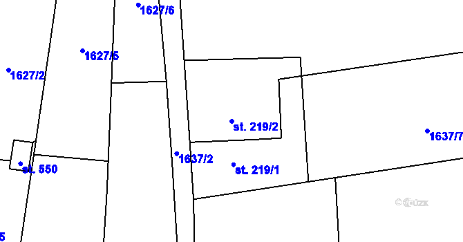 Parcela st. 219/2 v KÚ Rybí, Katastrální mapa