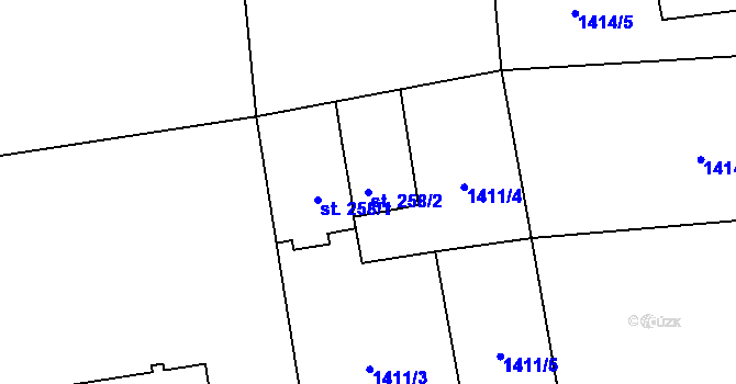 Parcela st. 258/2 v KÚ Rybí, Katastrální mapa