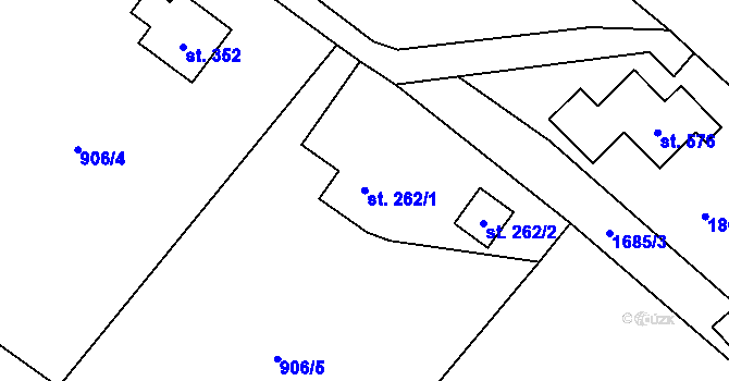 Parcela st. 262 v KÚ Rybí, Katastrální mapa