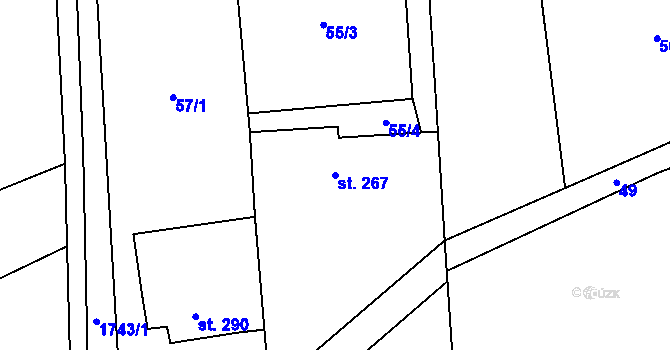 Parcela st. 267 v KÚ Rybí, Katastrální mapa