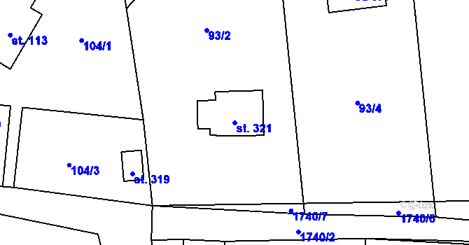 Parcela st. 321 v KÚ Rybí, Katastrální mapa