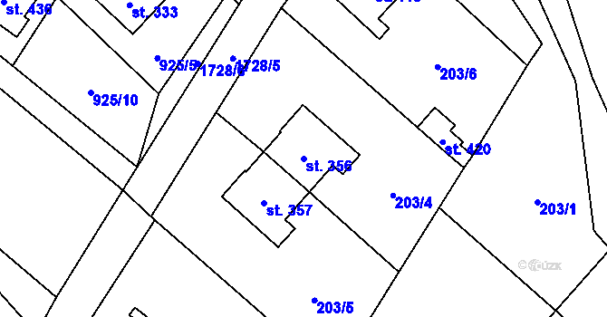 Parcela st. 356 v KÚ Rybí, Katastrální mapa