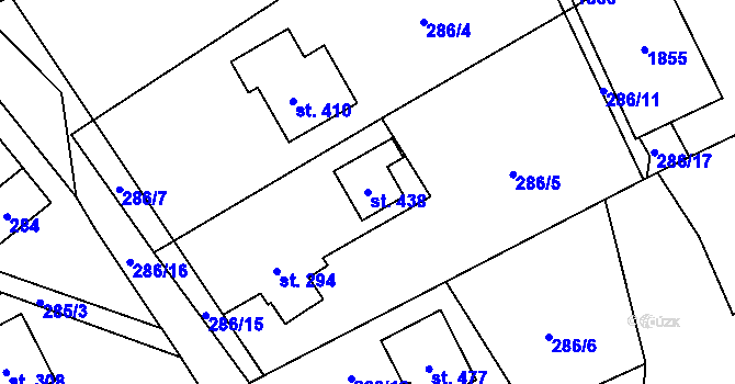 Parcela st. 438 v KÚ Rybí, Katastrální mapa