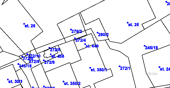 Parcela st. 449 v KÚ Rybí, Katastrální mapa