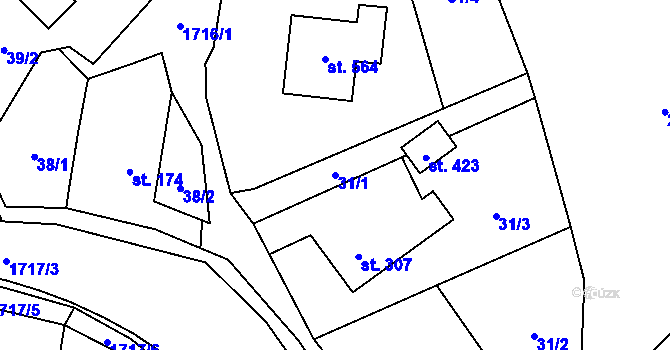 Parcela st. 31/1 v KÚ Rybí, Katastrální mapa