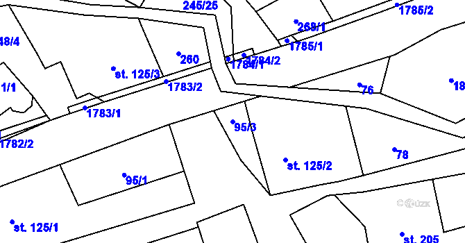 Parcela st. 95/3 v KÚ Rybí, Katastrální mapa