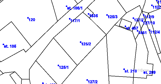 Parcela st. 125/2 v KÚ Rybí, Katastrální mapa